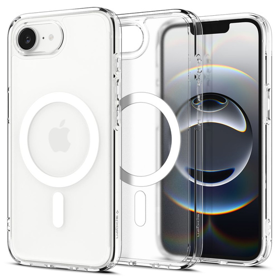 Spigen MagSafe Case for Iphone 16E, Ultra Hybrid, transparent / white + 9H Tempered Glass