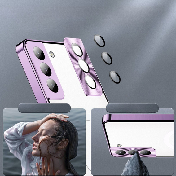 Camera Protection Case for Samsung Galaxy S21 FE 5G, CamShield MagSafe, transparent / purple