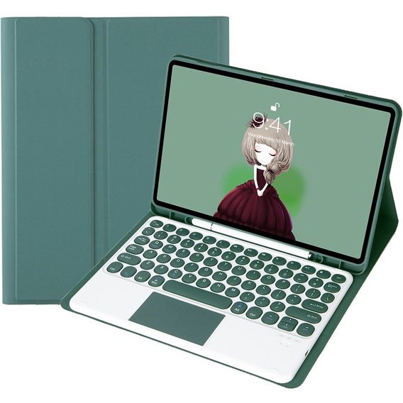 Case + keyboard Samsung Galaxy Tab S6 Lite 2020 P610/P615 / S6 Lite 2022 10.4, Touchpad Pen Slot, dark green