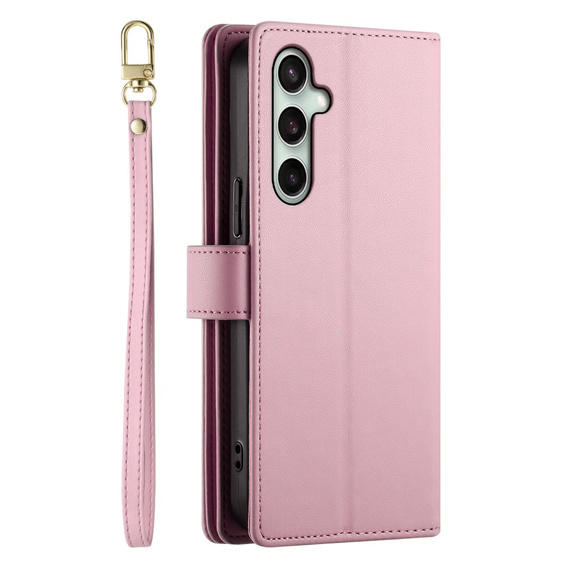 Flip case for Samsung Galaxy S24 FE, Wallet Zipper Pocket, pink