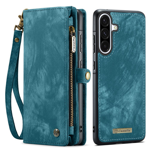 CASEME case for Samsung Galaxy A56 5G, Retro Leather Wallet, with strap, green