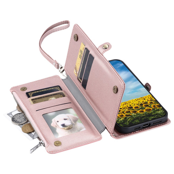 Flip case for Xiaomi Redmi 14C / Xiaomi Poco C75, Wallet Zipper Pocket, pink