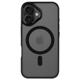 Case for iPhone 16 Plus, for MagSafe, ERBORD Matt Case, transparent / black + Screen Glass