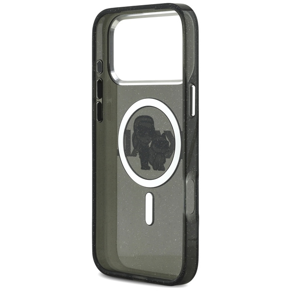Karl Lagerfeld IML Glitter Karl & Choupette Sketch Logo MagSafe Case for iPhone 17 Pro Max