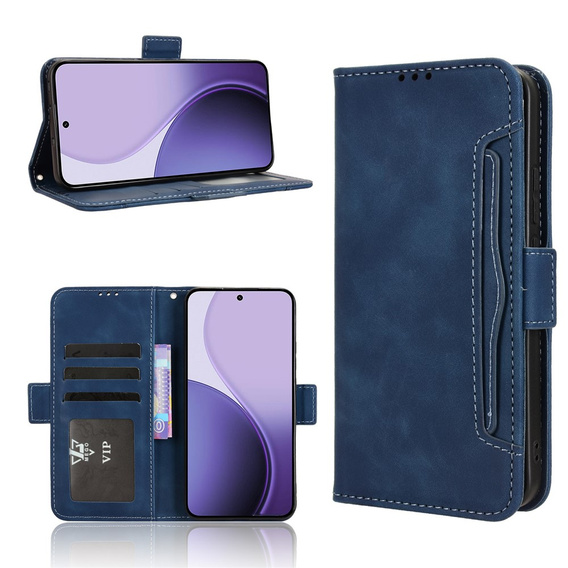 Flap case for Oppo Reno 14, Card Slot, wallet, navy blue