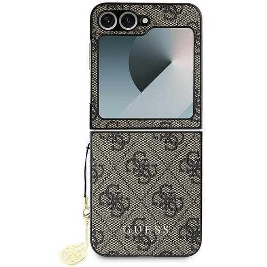 GUESS Case for Samsung Galaxy Z Flip7 FE / Z Flip6, 4G Charms Collection Hardcase, brown