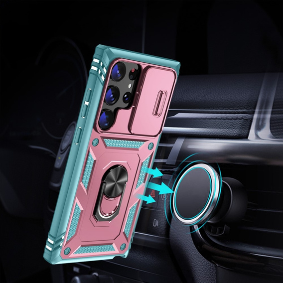 Case for Samsung Galaxy S24 Ultra, CamShield Slide, green / pink