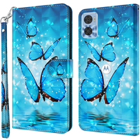 Flip case for Motorola Moto E22 / E22i, Wallet Butterfly, blue