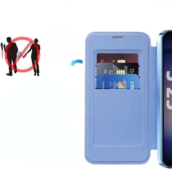 Flip case for Samsung Galaxy S25+ Plus, RFID Wallet MagSafe CamShield, blue