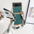 Case for Samsung Galaxy Z Flip4 5G, Grid Leather, green