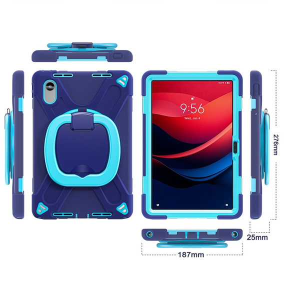 Children's case for Lenovo Tab M11, armored with strap, navy blue / green