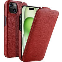 MELKCO flip case for iPhone 15 Plus, leather, flip, red