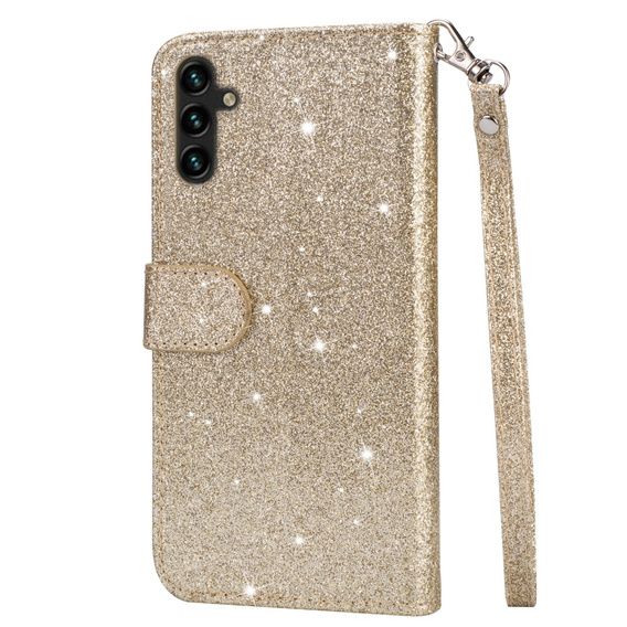 Flip case for Samsung Galaxy A36 5G, Wallet Zipper Pocket Glittery, gold