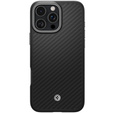Spigen Case for iPhone 16 Pro Max, Enzo Aramid MagSafe, carbon black / silver + 9H Tempered Glass