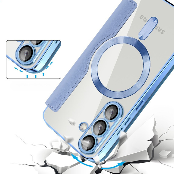 Flip case for Samsung Galaxy S25+ Plus, RFID Wallet MagSafe CamShield, blue