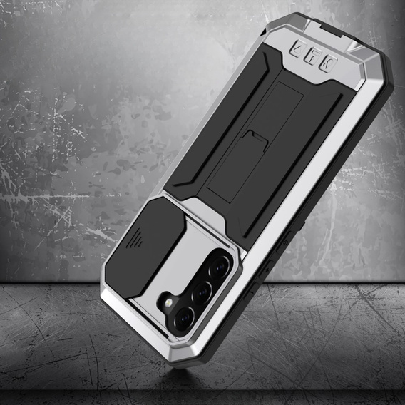 Armored case for Samsung Galaxy S22, R-JUST CamShield Slide, silver
