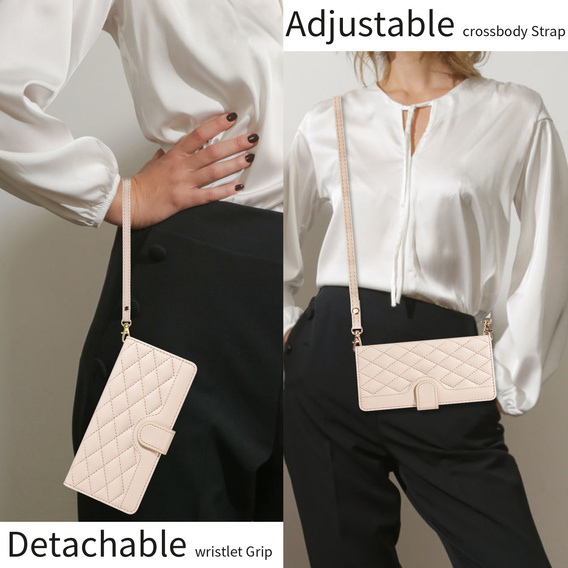 Rhombus Crossbody Leather Flip Case for Motorola Edge 70