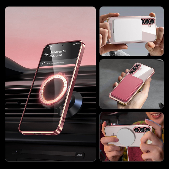 Case for Samsung Galaxy A36, Electro MagSafe, pink rose gold + Screen Glass