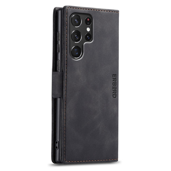 Case for Samsung Galaxy S24 Ultra, ERBORD Vintage, wallet with flap, black