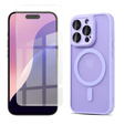 Case for iPhone 16 Pro, for MagSafe, ERBORD Matt Case, purple + Screen Glass