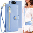 Flip case for iPhone 16E, Wallet Zipper Pocket, blue
