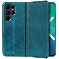 Case for Samsung Galaxy S22 Ultra 5G, Wallet Litchi Leather, blue