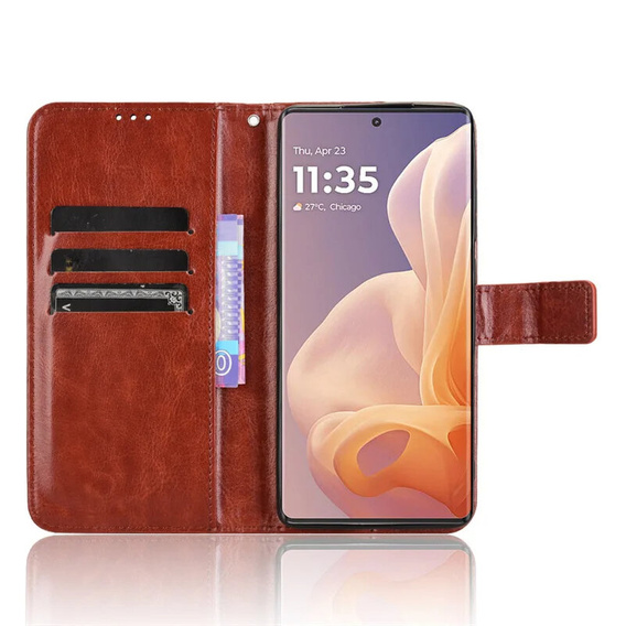 Flip case for Motorola Moto G85, Crazy Horse Wallet, brown