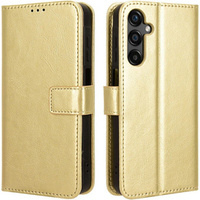Flip case for Samsung Galaxy M55 5G, Crazy Horse Wallet, gold