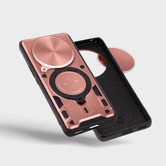 Armor case for Honor Magic 6 Lite 5G, CamShield Slide, pink rose gold