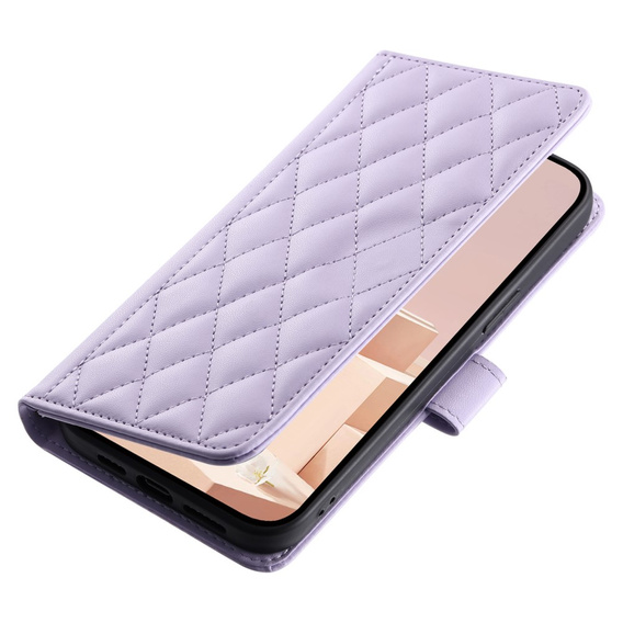 Flip case for iPhone 16 Plus, Rhombus Crossbody Leather, purple