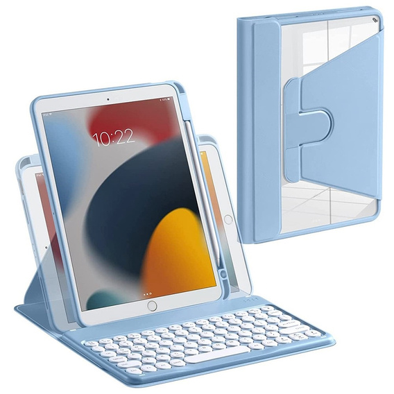 Case + keyboard iPad 10.2 2021 / 2020 / 2019 7/8/9 gen, blue