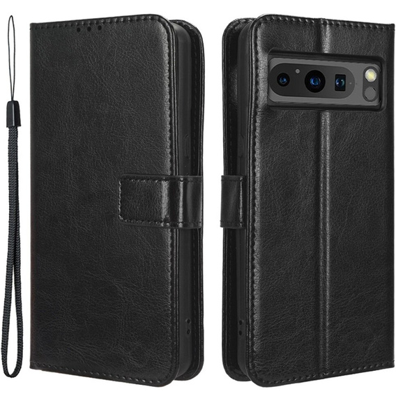 Flip case for Google Pixel 8 Pro, Crazy Horse Wallet, black