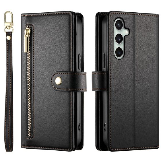 Flip case for Samsung Galaxy S24 FE, Wallet Zipper Pocket, black