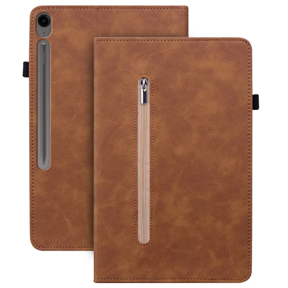 Case for Samsung Galaxy Tab S10 Lite / S10 FE / S9 FE, Wallet Pen Slot, brown