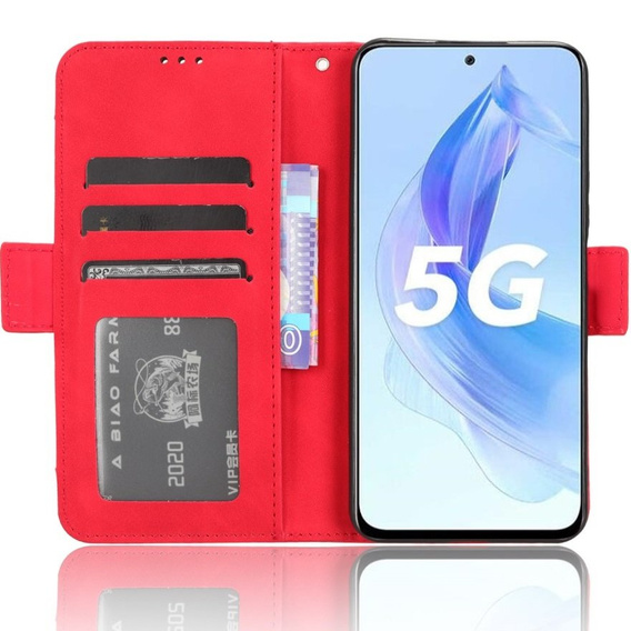 Flip case for Honor 90 Lite 5G, Card Slot, red