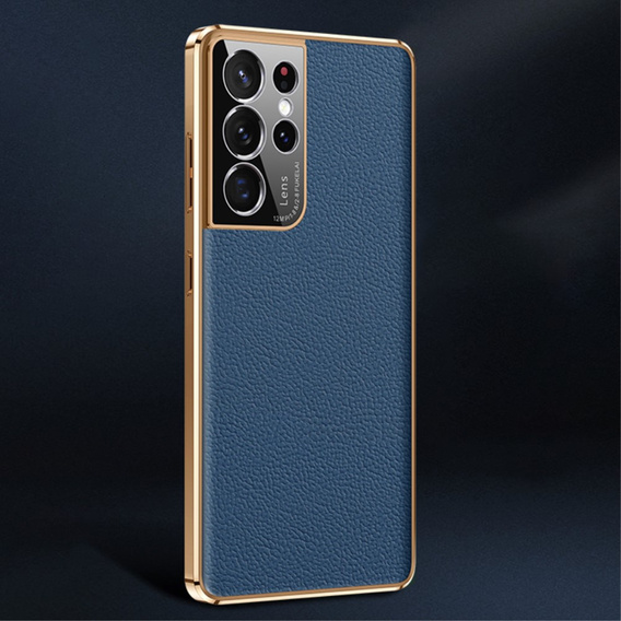 Case for Samsung Galaxy S23 Ultra, Cowhide Leather, dark blue