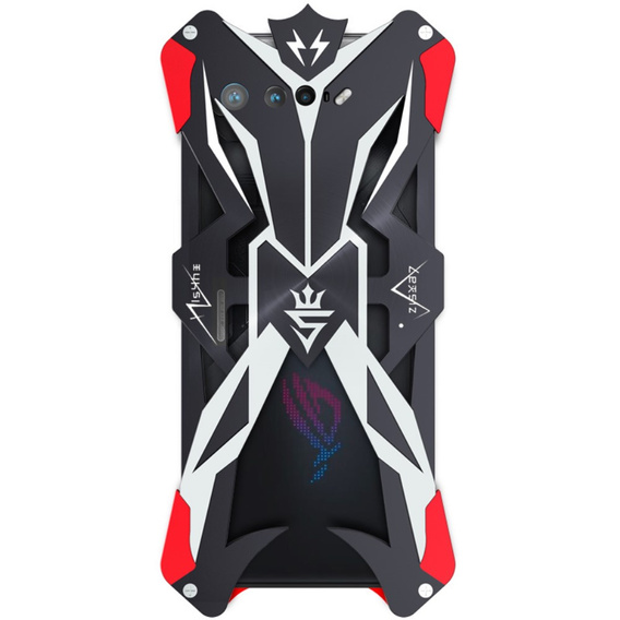 Armored case for Asus ROG Phone 7 5G, Aluminum Alloy, black / red