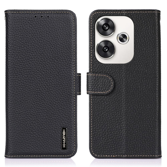 KHAZNEH RFID case for Xiaomi Poco F6, Litchi Texture, black