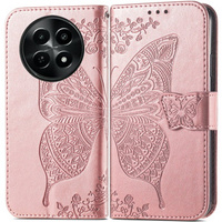 Flip case for Realme 12, Butterfly, pink rose gold