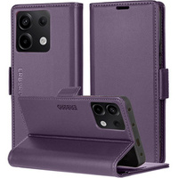 Case for Xiaomi Redmi Note 13 5G, ERBORD Glossy Litchi, wallet with flap, purple