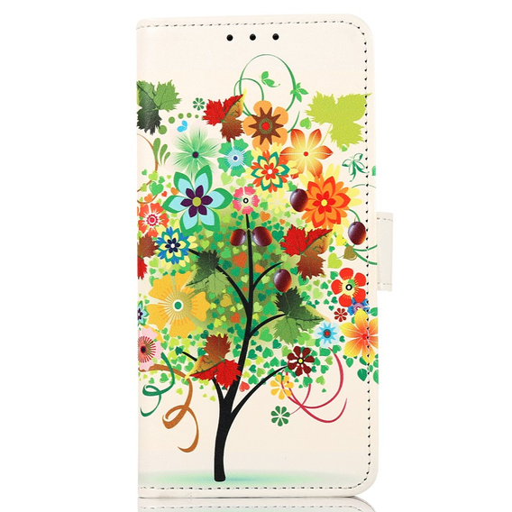 Flip case for Motorola Moto E13, Wallet Tree, white