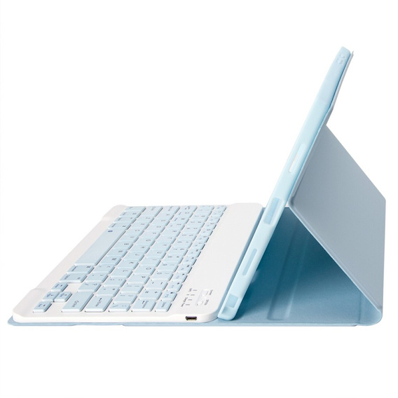 Case + keyboard Samsung Galaxy Tab A9+, Leather Pen Slot, light blue