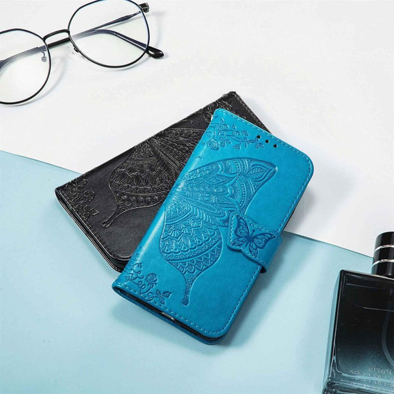 Flip case for Motorola Edge 50 Fusion 5G, Butterfly, blue
