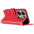 Flip case for Xiaomi Redmi Note 13 Pro 4G / Xiaomi Redmi Note 14S / Xiaomi Poco M6 Pro 4G, Rhombus Crossbody Leather, red