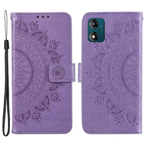 Flip case for Motorola Moto E13, Mandala Flower, purple