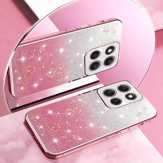 Case for Motorola Moto G86 5G, Glitter Flower, pink rose gold