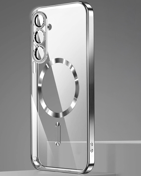 Case for Samsung Galaxy A56 5G, Electro MagSafe, silver + Screen Glass