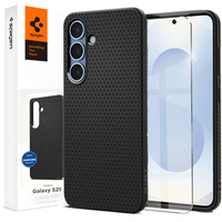 Spigen case for Samsung Galaxy S25+ Plus, Liquid Air, black + 9H Tempered Glass