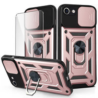 Armored Case for iPhone 16E, CamShield Slide, pink + Tempered Glass 9H