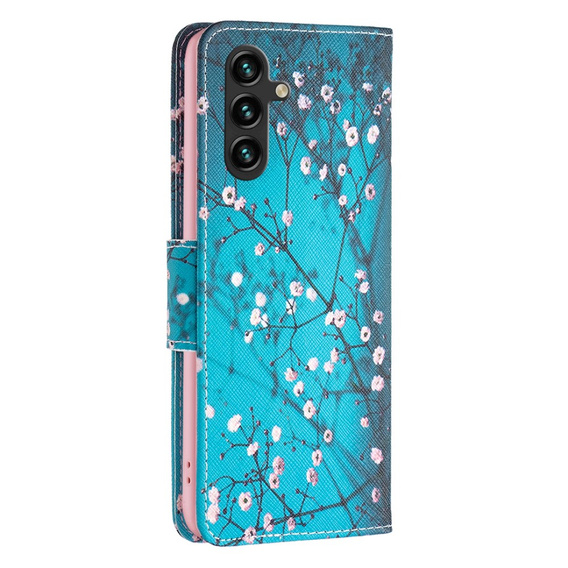 Flip case for Samsung Galaxy A55 5G, Wallet, Sakura, blue